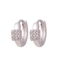 1 Pair Elegant Simple Style Square Copper Zircon White Gold Plated Hoop Earrings main image 5