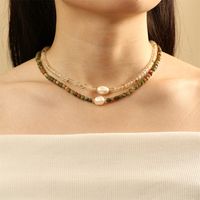 IG-Stil Vintage-Stil Perle Stein 18 Karat Vergoldet Halsband In Masse main image 5