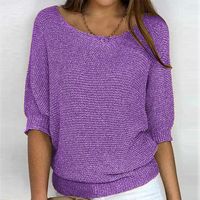 Women's T-shirt 3/4 Length Sleeve Sweaters & Cardigans Vacation Solid Color main image 4
