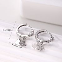 1 Pair Elegant Solid Color Sector Steel Zircon White Gold Plated Drop Earrings main image 2