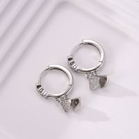 1 Pair Elegant Solid Color Sector Steel Zircon White Gold Plated Drop Earrings main image 4