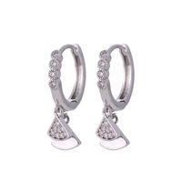 1 Pair Elegant Solid Color Sector Steel Zircon White Gold Plated Drop Earrings main image 5