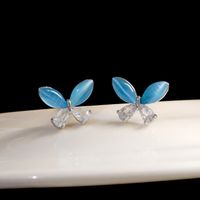 1 Par Elegante Estilo Simple Mariposa Cobre Chapados en oro de 18k Pendientes sku image 2