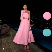 Femmes Robe De Fête Élégant Collier Incliné Demi Manche Couleur Unie Fleur Maxi Longue Robe Banquet Cocktail Party main image 1