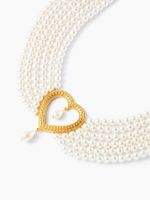 Elegant French Style Heart Shape Imitation Pearl Alloy Beaded 18K Gold Plated Women's Layered Necklaces main image 4