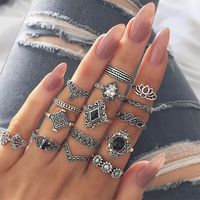 Wholesale Jewelry Hip-Hop Geometric Water Droplets Argyle Alloy Plating Rings sku image 2