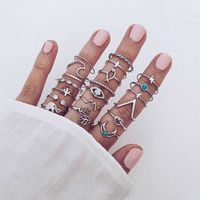 Wholesale Jewelry Hip-Hop Geometric Water Droplets Argyle Alloy Plating Rings sku image 4