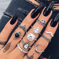 Wholesale Jewelry Hip-Hop Geometric Water Droplets Argyle Alloy Plating Rings sku image 3