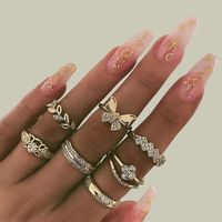 Wholesale Jewelry Simple Style Classic Style Butterfly Alloy Zircon Inlay Rings sku image 3