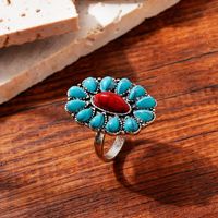 Wholesale Jewelry Vintage Style Printing Geometric Imitation Turquoise Alloy Plating Rings main image 5