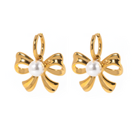 1 Pair IG Style Bow Knot Inlay 304 Stainless Steel Artificial Pearls 18K Gold Plated Drop Earrings main image 4