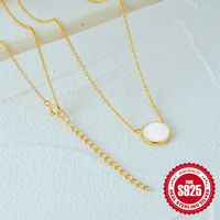 Simple Style Round Sterling Silver Inlay Shell Necklace 1 Piece main image 1