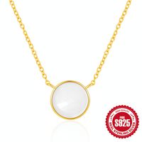 Simple Style Round Sterling Silver Inlay Shell Necklace 1 Piece sku image 1