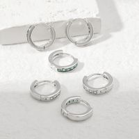 1 Pair Elegant Simple Style Circle Copper Zircon Silver Plated Hoop Earrings main image 6