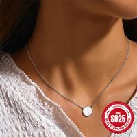 Simple Style Round Sterling Silver Inlay Shell Necklace 1 Piece main image 3
