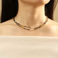 IG-Stil Einfacher Stil Geometrisch Stein 18 Karat Vergoldet Halsband In Masse main image 3