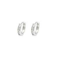 1 Pair Elegant Simple Style Circle Copper Zircon Silver Plated Hoop Earrings sku image 1