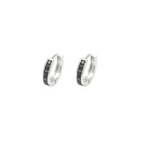 1 Pair Elegant Simple Style Circle Copper Zircon Silver Plated Hoop Earrings sku image 3
