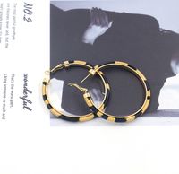 1 Pair Casual Simple Style Color Block Pu Leather Alloy Iron Hoop Earrings main image 5