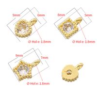 1 Pièce 8*5mm 9*6mm 9*7mm Trou 1~1.9mm Laiton Zircon Plaqué Or 18K Pentacle Carré Forme De Cœur Brillant Pendentif main image 2