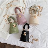 Women's Medium Pu Leather Marble Solid Color Streetwear Lock Clasp Bucket Bag main image 7