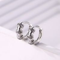 1 Pair Elegant Simple Style Round Copper Zircon Silver Plated Hoop Earrings sku image 1