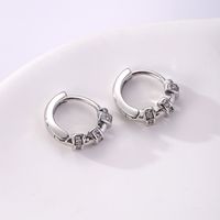 1 Pair Elegant Simple Style Round Copper Zircon Silver Plated Hoop Earrings main image 3
