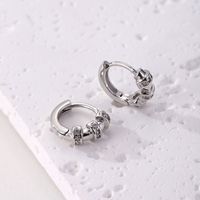1 Pair Elegant Simple Style Round Copper Zircon Silver Plated Hoop Earrings main image 4