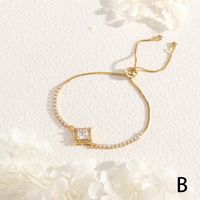 Copper IG Style Romantic Commute Square Heart Shape Hollow Out Inlay Zircon Bracelets sku image 6