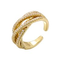Wholesale Elegant Shiny Geometric Copper 18K Gold Plated Zircon Open Rings main image 4