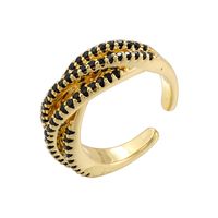 Großhandel Elegant Glänzend Geometrisch Kupfer 18 Karat Vergoldet Zirkon Offener Ring sku image 3