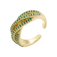 Großhandel Elegant Glänzend Geometrisch Kupfer 18 Karat Vergoldet Zirkon Offener Ring main image 8