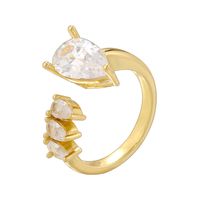 De Gros Décontractée Style Simple Forme De Cœur Noeud D'Arc Le Cuivre Plaqué Or 18K Zircon Anneau Ouvert sku image 5