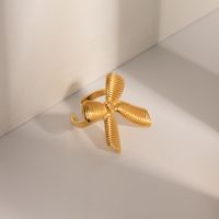 316 Stainless Steel  18K Gold Plated IG Style Casual Bow Knot Open Rings main image 5