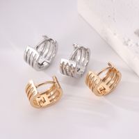 1 Pair Elegant Solid Color Stripe Copper K Gold Plated Silver Plated Hoop Earrings main image 3