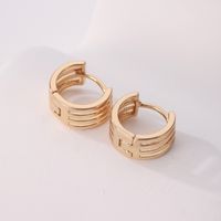 1 Pair Elegant Solid Color Stripe Copper K Gold Plated Silver Plated Hoop Earrings main image 4