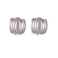 1 Pair Elegant Solid Color Stripe Copper K Gold Plated Silver Plated Hoop Earrings sku image 2