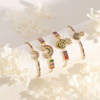Copper 18K Gold Plated IG Style Vacation Commute Rainbow Pineapple Inlay Zircon Bracelets main image video