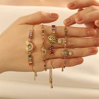 Copper 18K Gold Plated IG Style Vacation Commute Rainbow Pineapple Inlay Zircon Bracelets main image 10