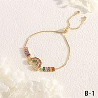 Copper 18K Gold Plated IG Style Vacation Commute Rainbow Pineapple Inlay Zircon Bracelets main image 7