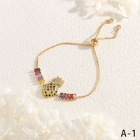 Copper 18K Gold Plated IG Style Vacation Commute Rainbow Pineapple Inlay Zircon Bracelets sku image 1