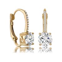 1 Pair Elegant Glam Oval Copper Zircon K Gold Plated Rose Gold Plated White Gold Plated Hoop Earrings sku image 1