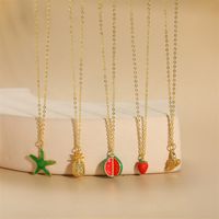 Copper 14K Gold Plated Vintage Style Simple Style Commute Fruit Enamel Pendant Necklace main image 5