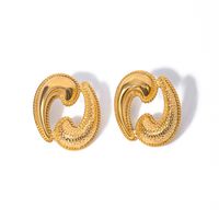 1 Pair IG Style Water Droplets 304 Stainless Steel 18K Gold Plated Ear Studs main image 6