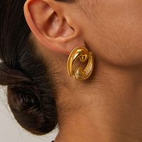 1 Pair IG Style Water Droplets 304 Stainless Steel 18K Gold Plated Ear Studs main image 4