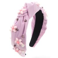 Women's Cute Sweet Flower Petal Imitation Pearl Cloth Inlay Rhinestones Pearl Hair Band sku image 1