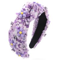 Women's Cute Sweet Flower Petal Imitation Pearl Cloth Inlay Rhinestones Pearl Hair Band sku image 2