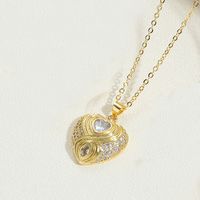 Copper 14K Gold Plated Vintage Style Simple Style Commute Heart Shape Enamel Inlay Zircon Pendant Necklace main image 5