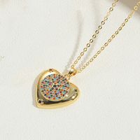 Copper 14K Gold Plated Vintage Style Simple Style Commute Heart Shape Enamel Inlay Zircon Pendant Necklace sku image 6