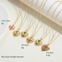 Copper 14K Gold Plated Vintage Style Simple Style Commute Heart Shape Enamel Inlay Zircon Pendant Necklace main image 2